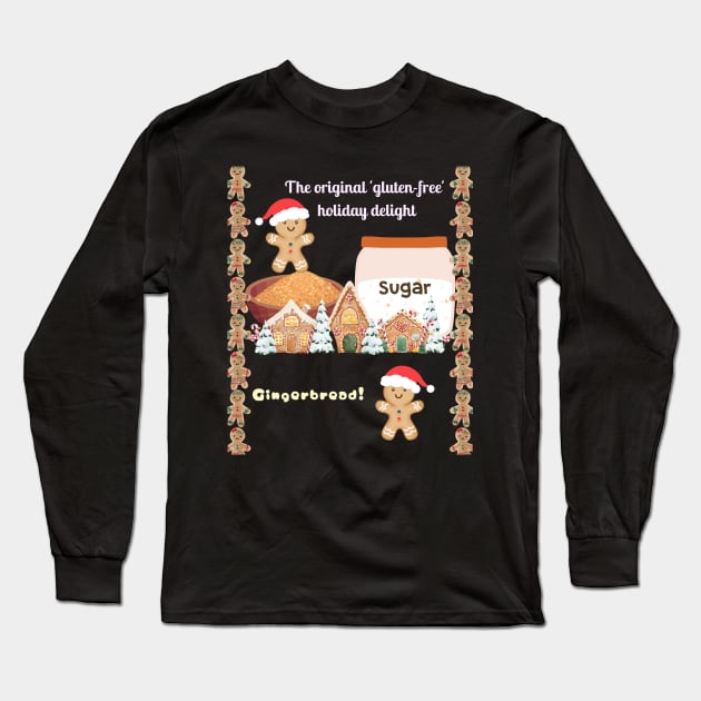 Gingerbread Cookies on a Grey Background Long Sleeve T-Shirt by Tee Trendz